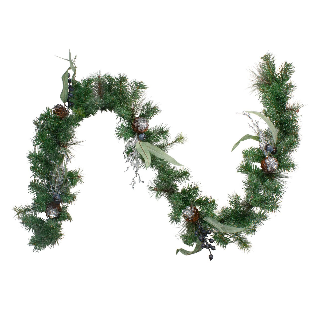 Northlight Iced Pine and Blueberries Artificial Christmas Garland - 6' x 12" - Unlit